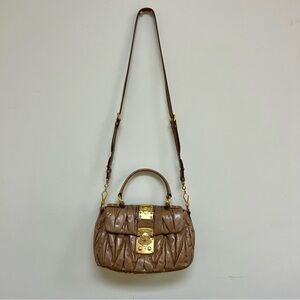 Miu Miu Matelassé Lux Push-Lock Satchel / Coffer style in Cammeo